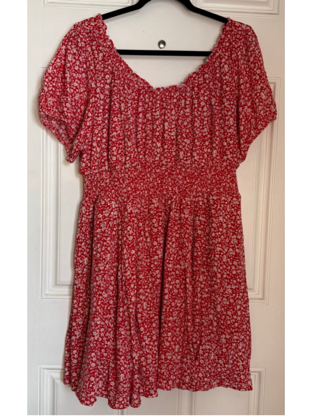 Torrid Red Floral Crinkle Gauze Puff Sleeve Romper (Sz 1X) - Picture 3 of 13